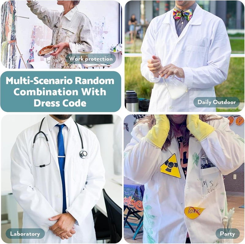 Greenour معطف مختبر محترف للنساء بأكمام طويلة باللون الأبيض زي طبي مع 3 جيوب، مقاس XS-XL - Image 5